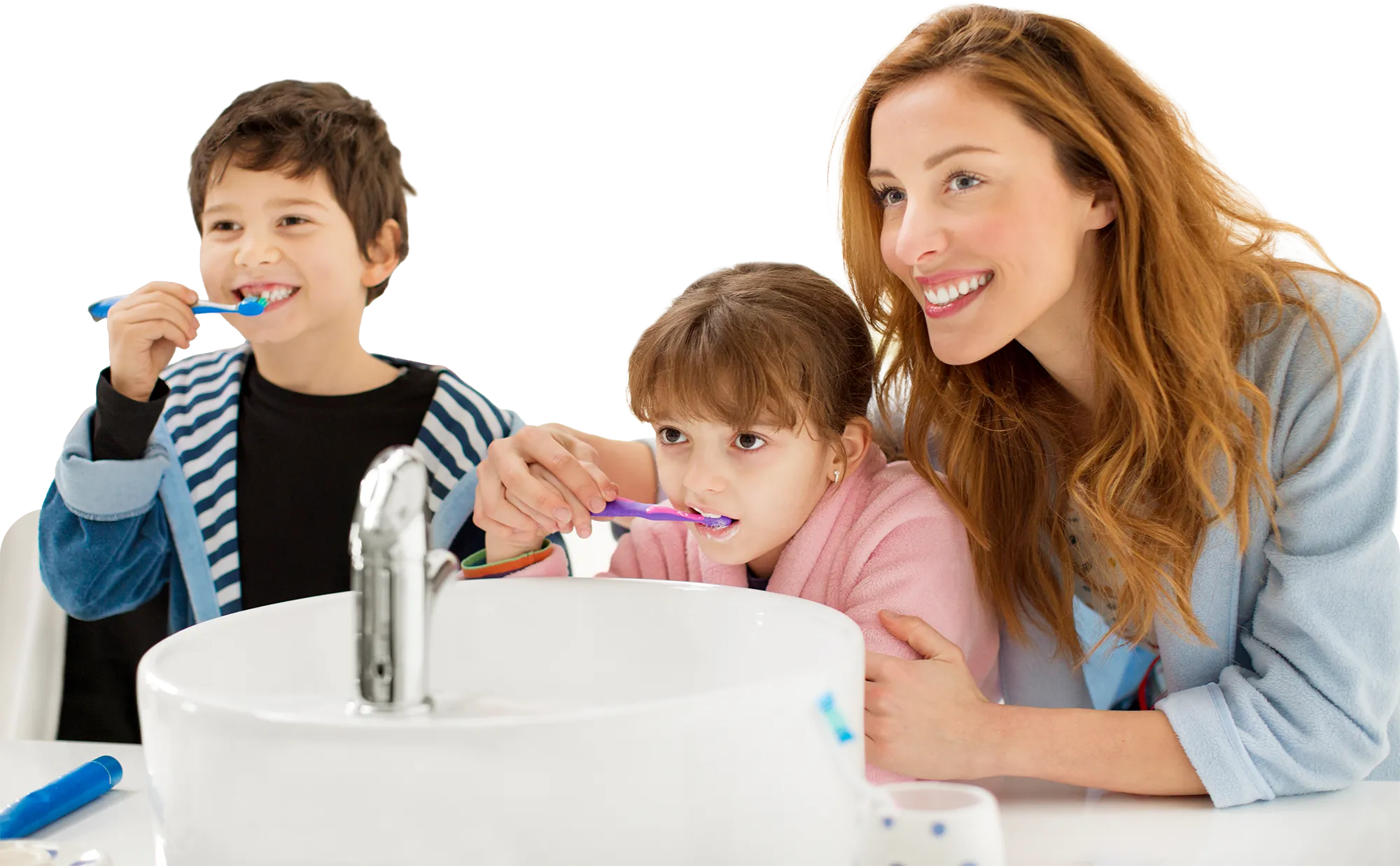 Happy Family Brushing Teeth